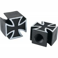 2 Bouchons De Valve TRIK TOPZ Croix De Fer Caps Shrader Noir