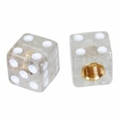 2 Bouchons De Valve TRIK TOPZ Dé Caps Shrader Translucide & Blanc