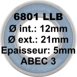 Roulement ENDURO Bearings 6801 LLB 12x21x5 ABEC 3
